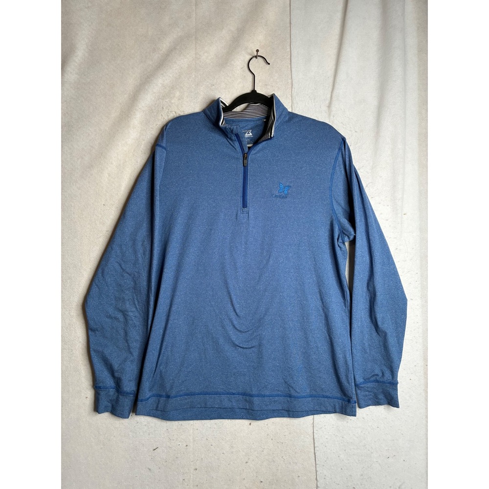 Cutter & Buck Mens Medium Blue Kapalua CB DryTec 1/4 Zip Pullover Golf Shirt